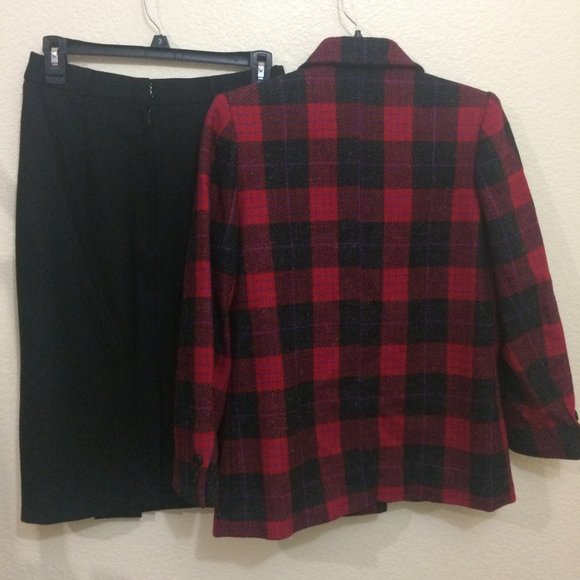 Plum Blossom 2-pc Suit Plaid Blazer + Midi Skirt - Picture 6 of 15